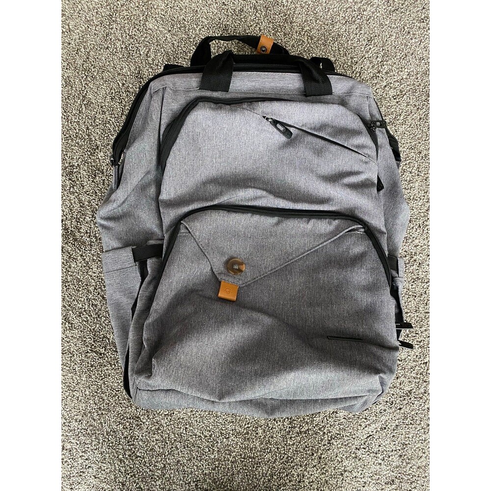 Gray Diaper Bag Backpack Large Travel Baby Bag Multi Pocket Organizer